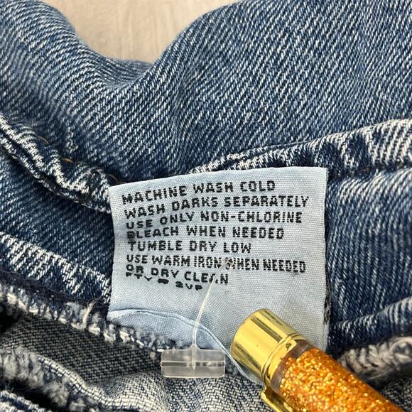 Bugle Boy Floral Embroidered Blue Denim Pockets Cottage Summer Vintage Skirt 16 - Picture 7 of 9